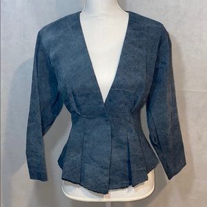 Donna Karan NY Structured Blue Grey Peplum Blazer